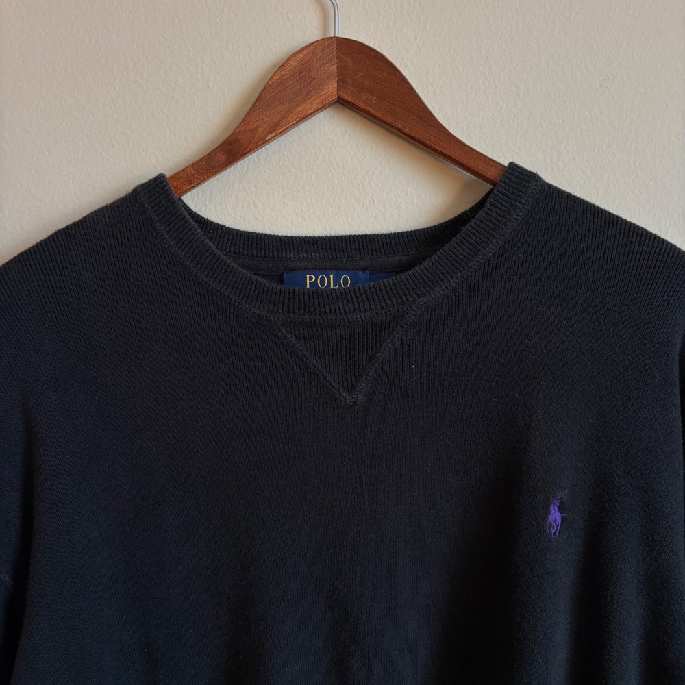 Polo Ralph Lauren Menswear 100% Cotton Black Small Pony Embroidered Pullvoer